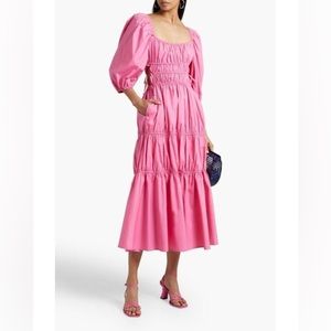 Nicholas nk Henna Tiered Gathered Cotton-poplin Midi Dress SZ 2